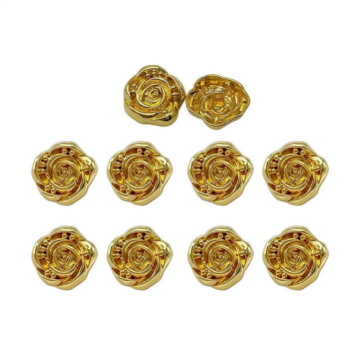 Decorative Rose Metal Buttons | 11mm(17L), 18mm(28L) & 23mm(36L)
