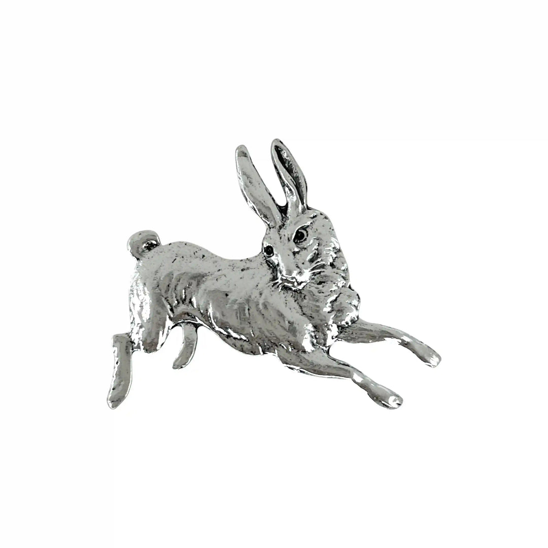 Leaping Rabbit Metal Brooch