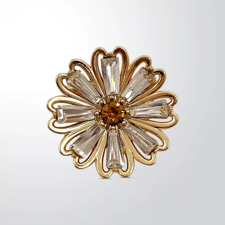 Rhinestone Floral Brooch Pin