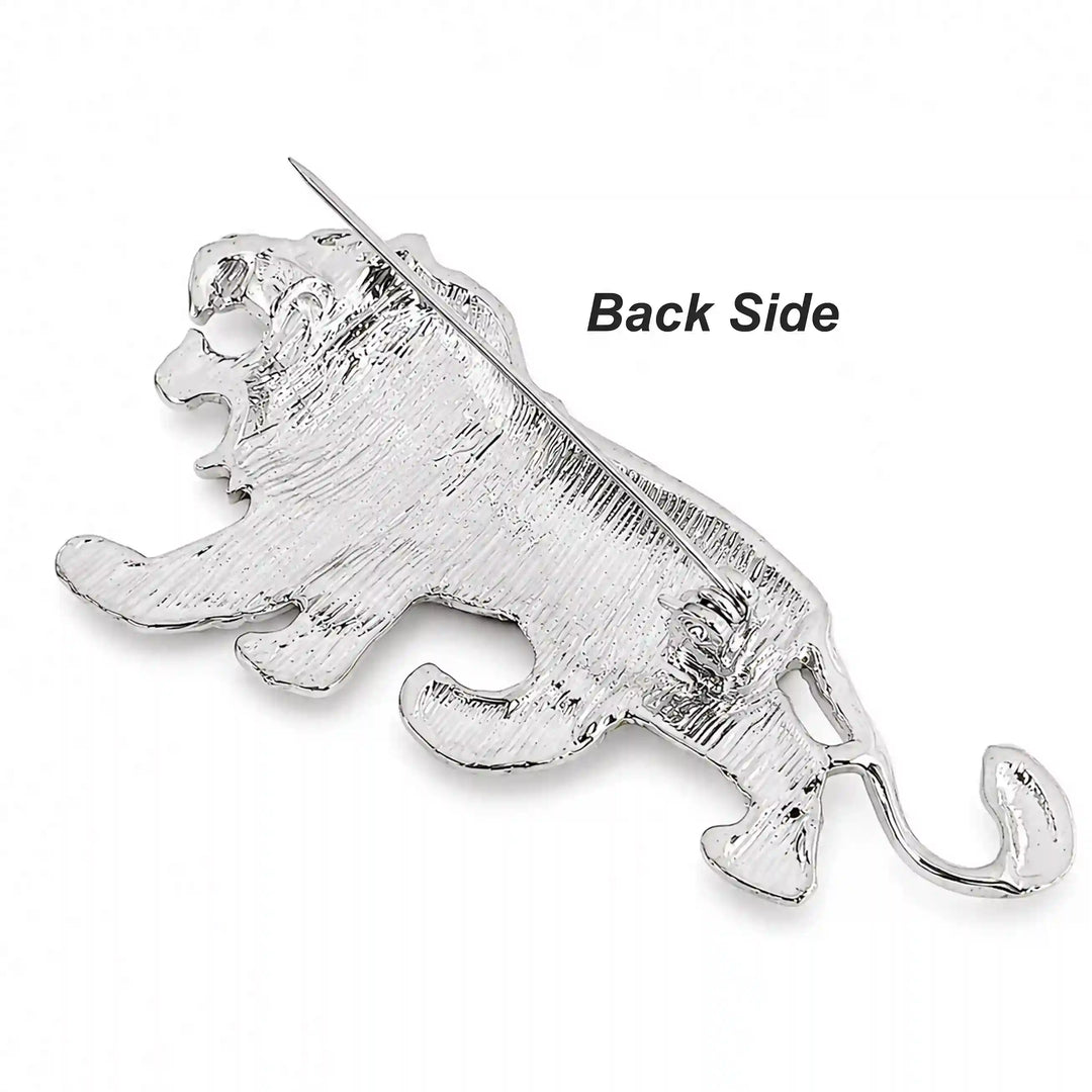 Silver Crystal Lion Brooch & Square Button Combo Pack