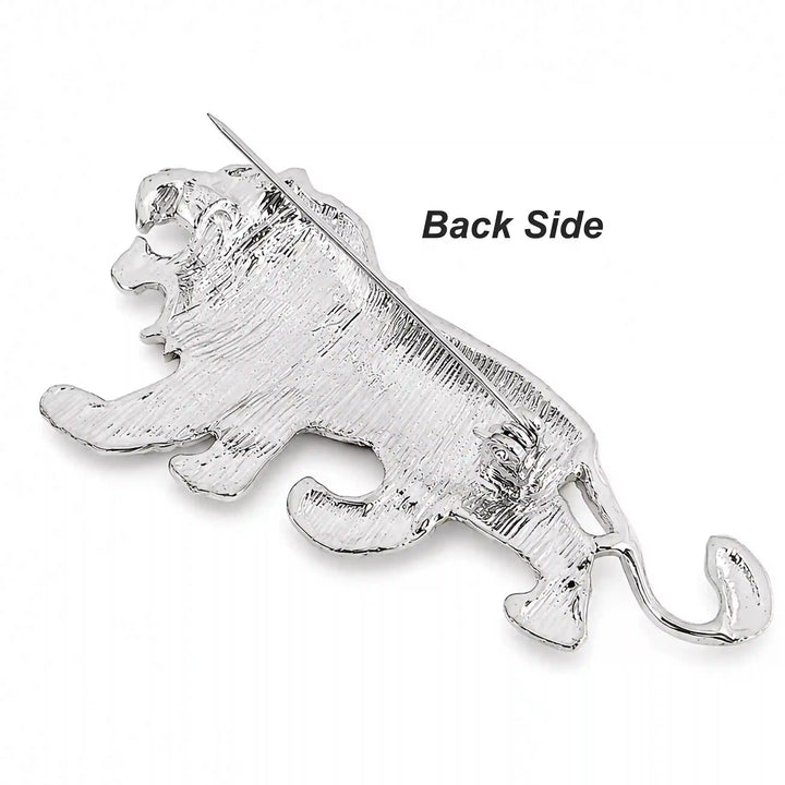Silver Crystal Lion Brooch & Square Button Combo Pack