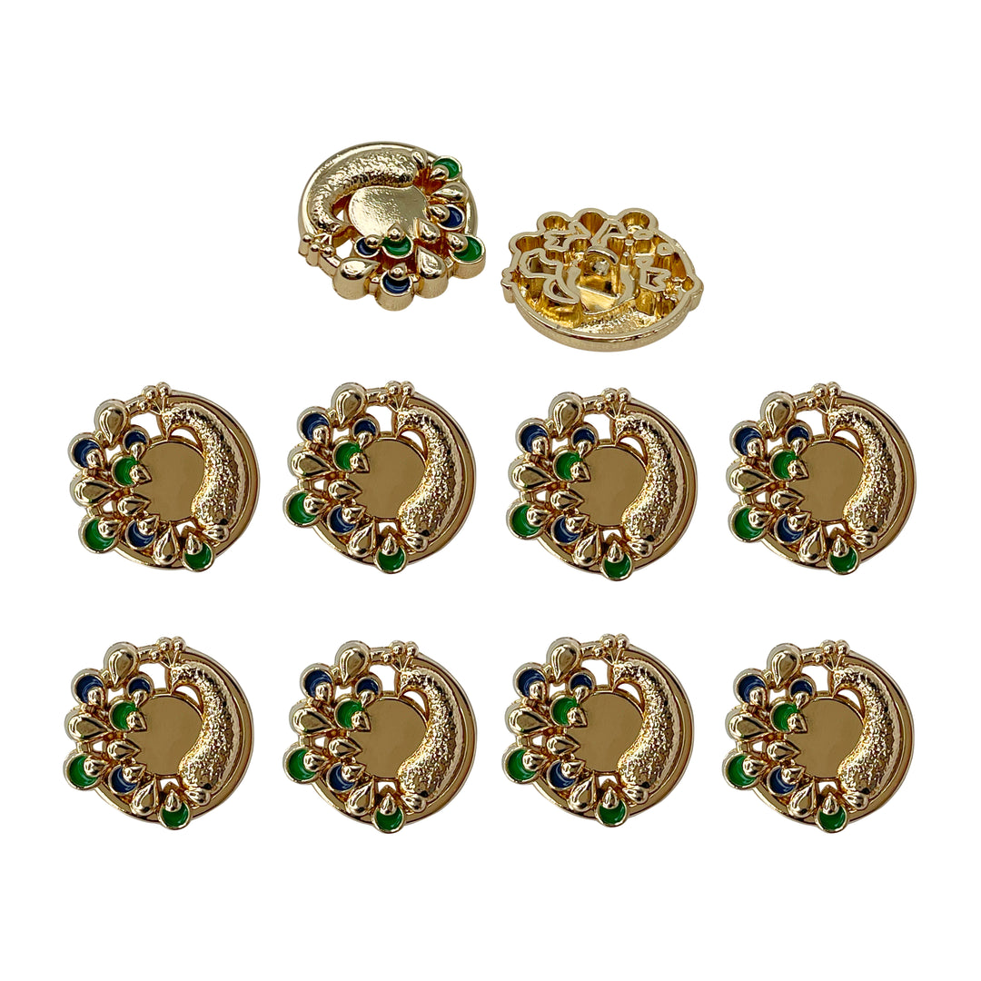 Decorative Peacock Metal Buttons