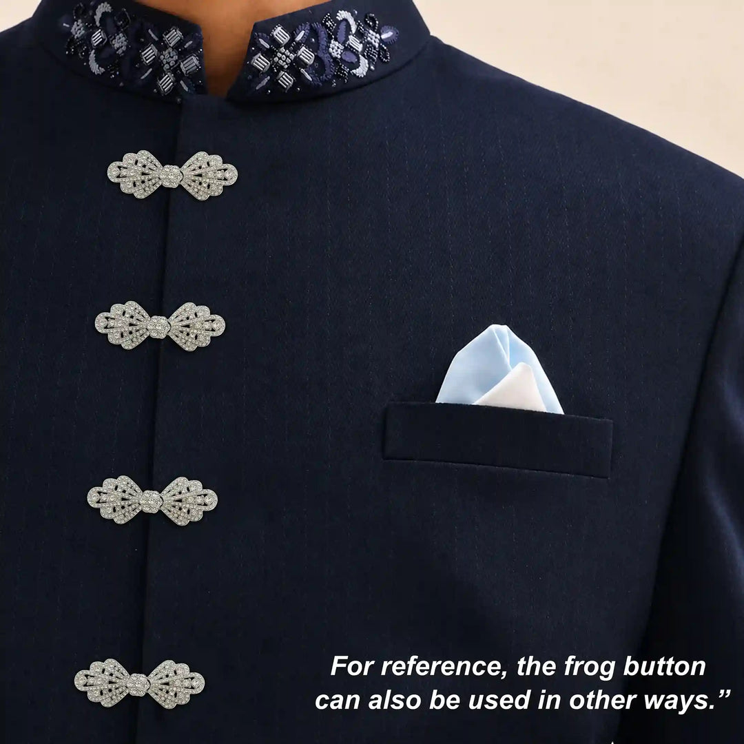 Victorian Filigree Crystal Metal Frog Closure Buttons
