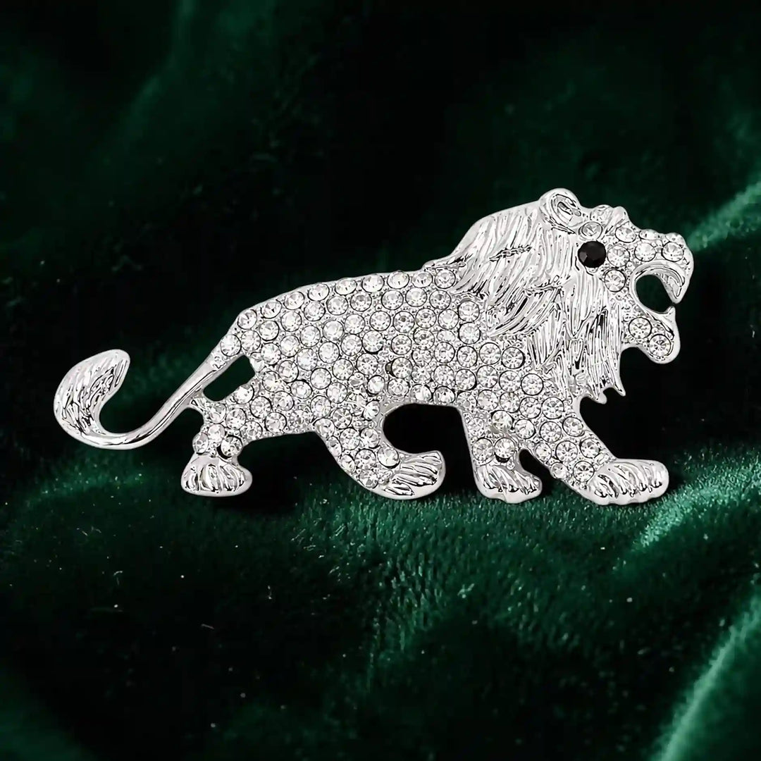 Rhinestone Lion Brooch