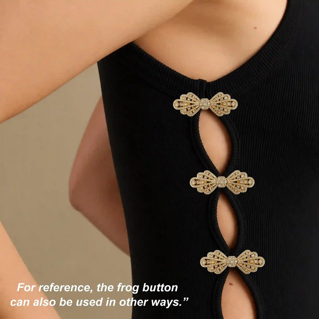 Victorian Filigree Crystal Metal Frog Closure Buttons