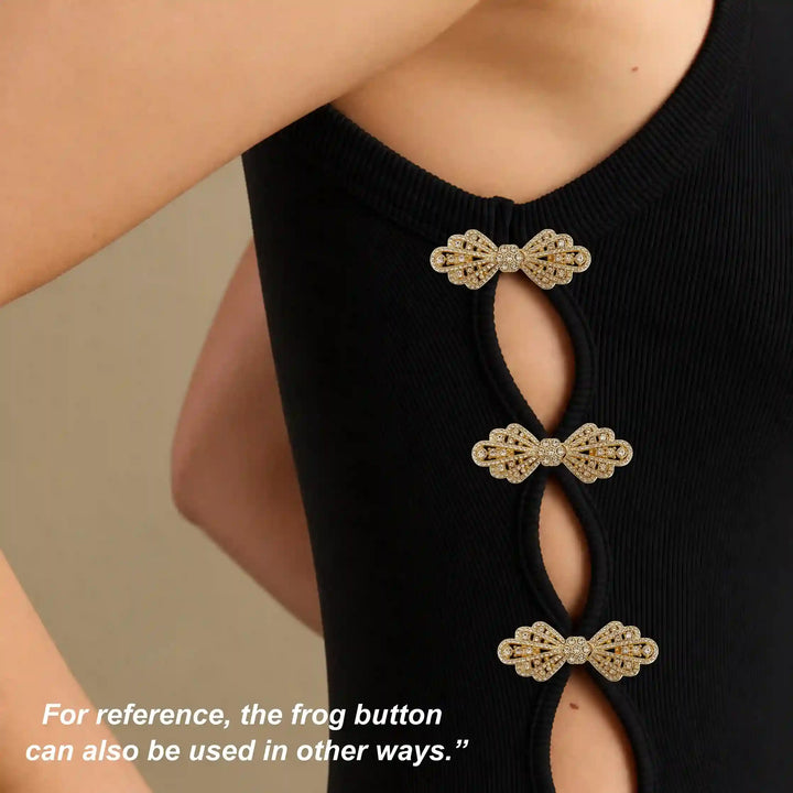 Victorian Filigree Crystal Metal Frog Closure Buttons
