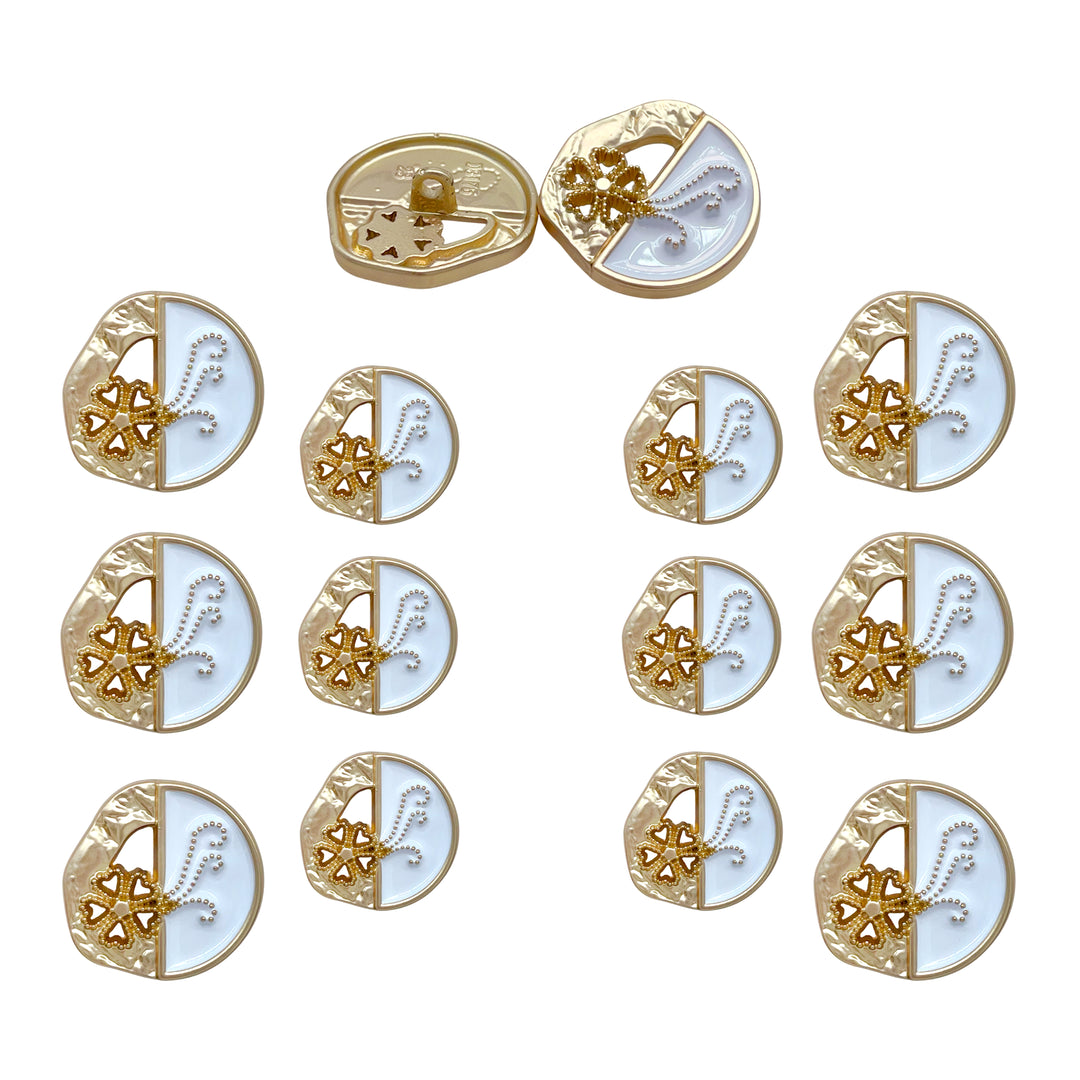 Ornate Metal Button with Pearl Embellishments