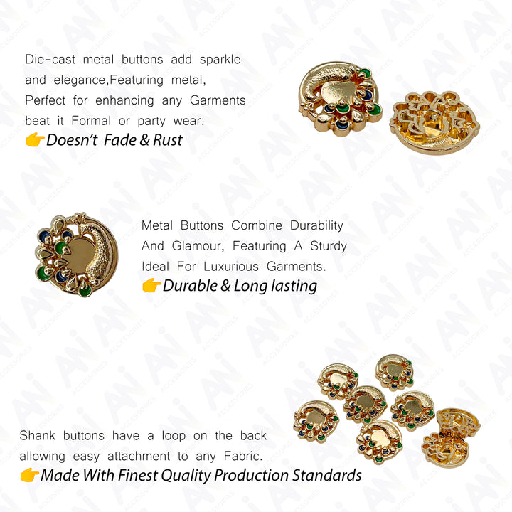 Decorative Peacock Metal Buttons