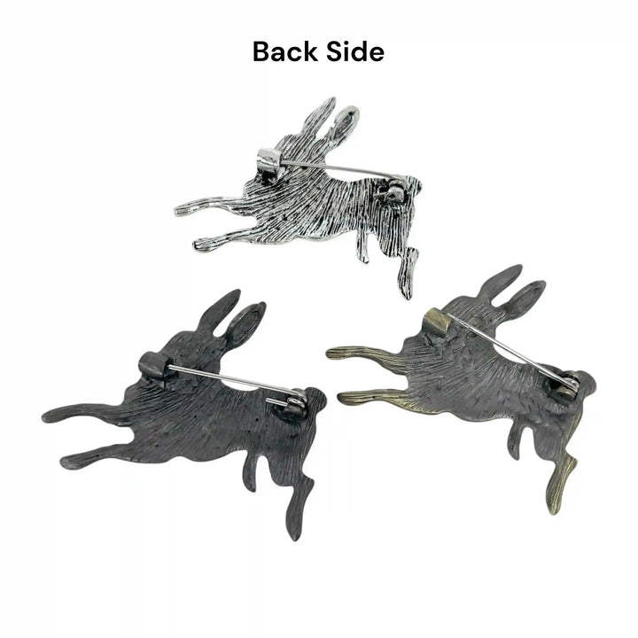 Leaping Rabbit Metal Brooch