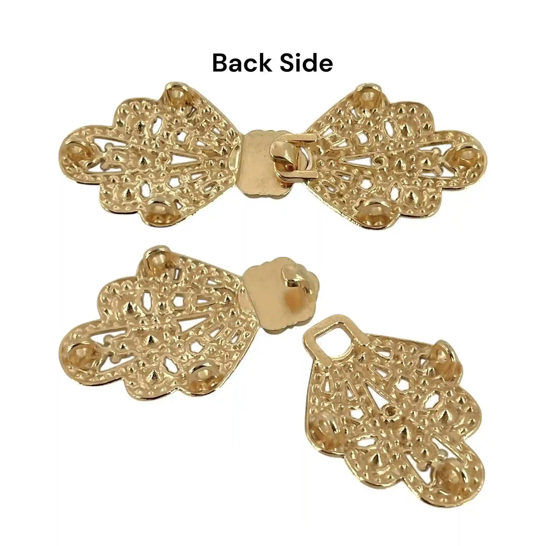 Victorian Filigree Crystal Metal Frog Closure Buttons