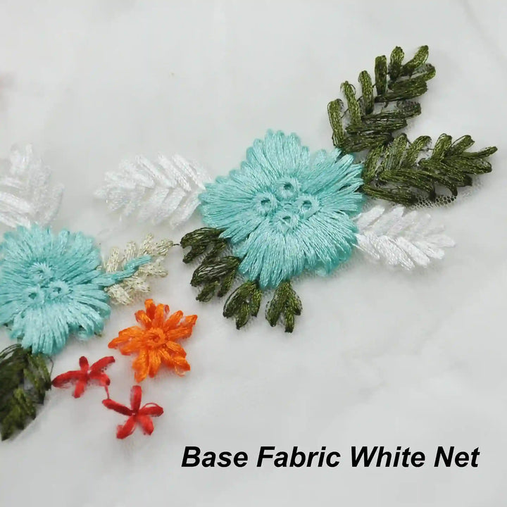 Aquatic Floral Embroidery Patch