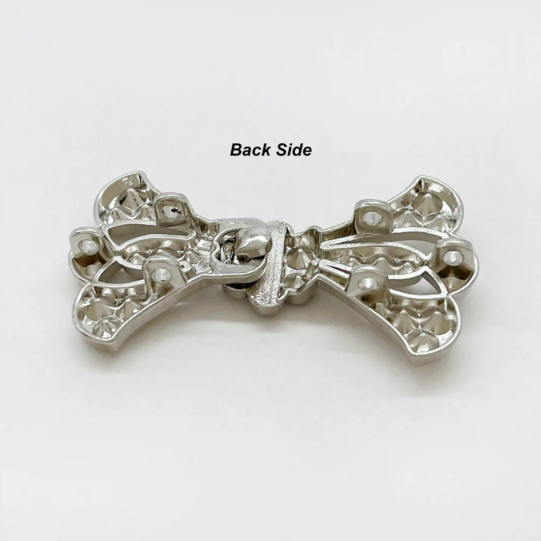 Bow Style Rhinestone Metal Frog Closure Buttons