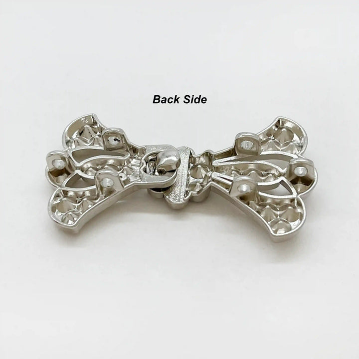 Bow Style Rhinestone Metal Frog Closure Buttons