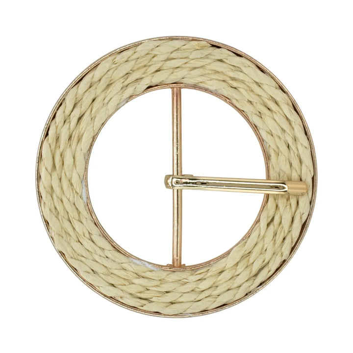 Handcrafted Round Natural Raffia Material Buckle | 3 inches (7.7cm)