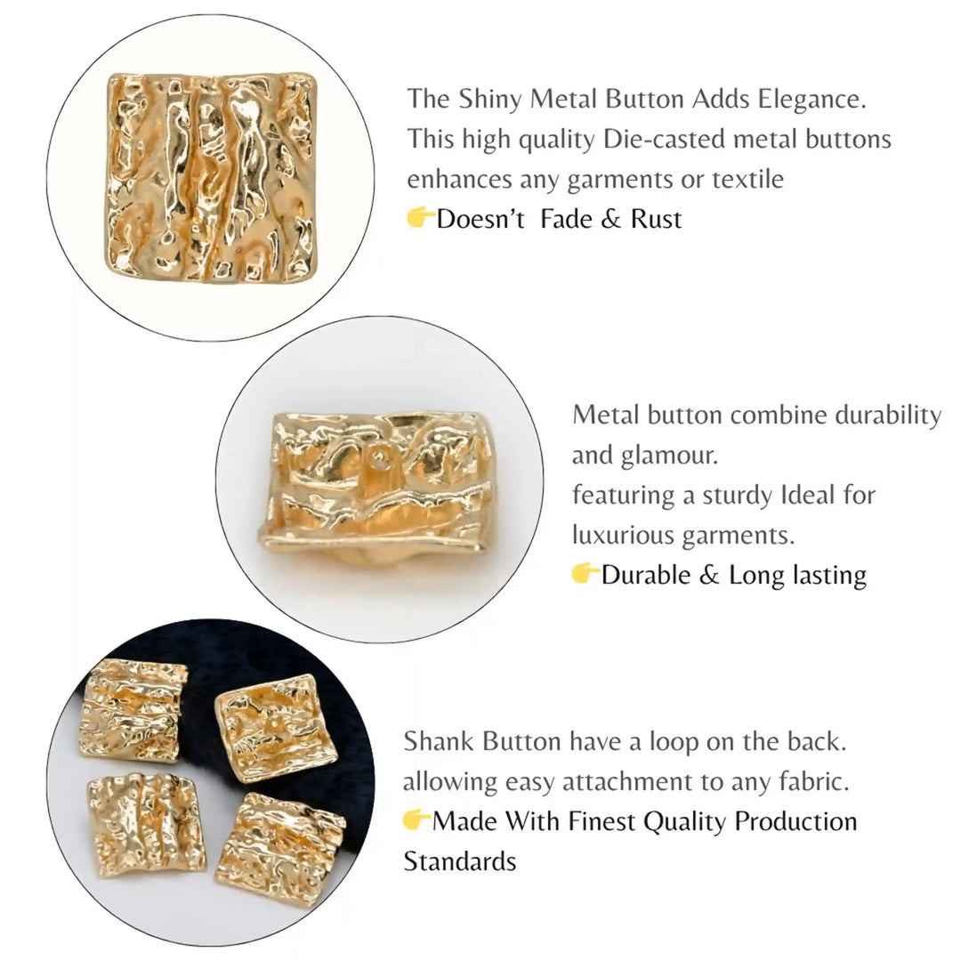 Hammered Style Square Buttons | 28mm(44L)