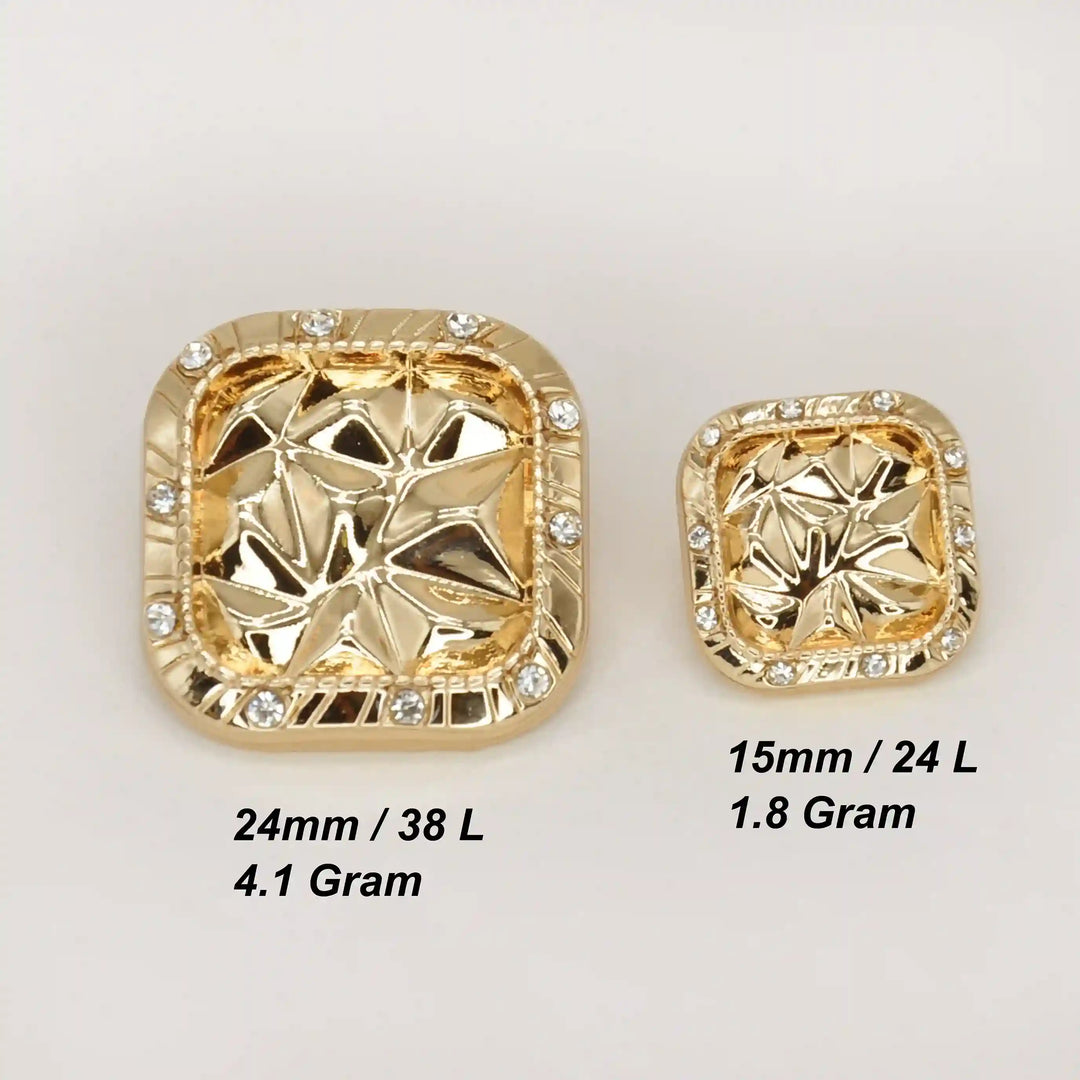 Rhinestone Border Facet Metal Button | 15mm(24L) & 24mm(38L)