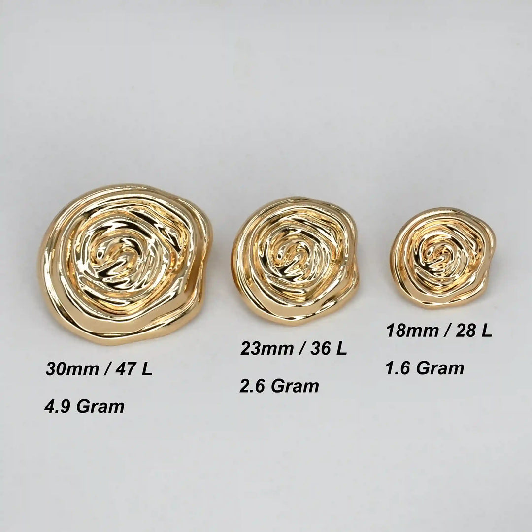 Abstract Rose Spiral Metal Button | 18mm (28L), 23mm (36L) & 30mm (47L)