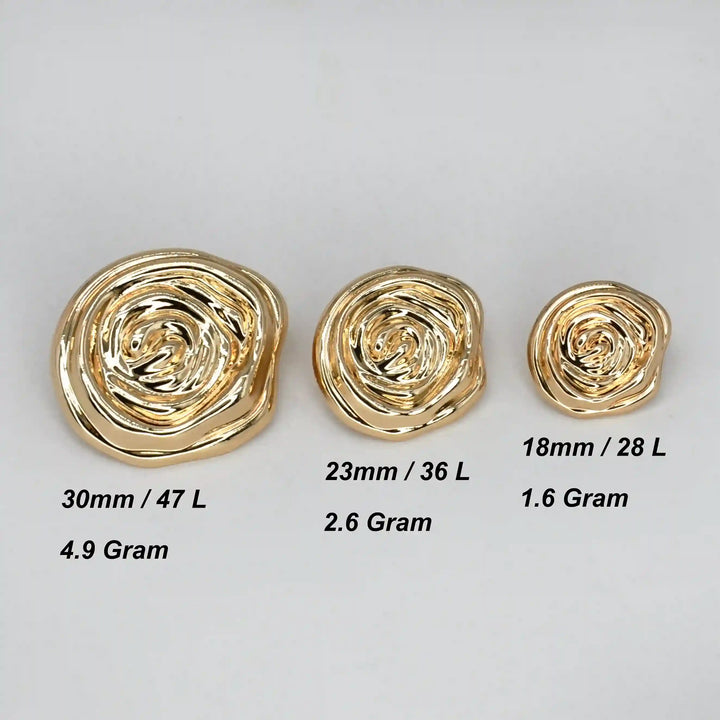Abstract Rose Spiral Metal Button | 18mm (28L), 23mm (36L) & 30mm (47L)