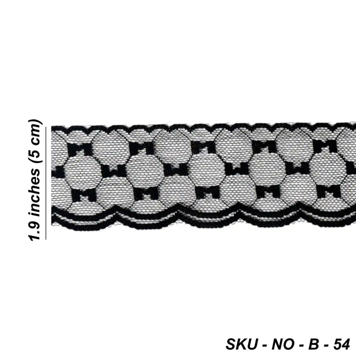 Black Geometric Scalloped Lace | 5 Meters | SKU-B54