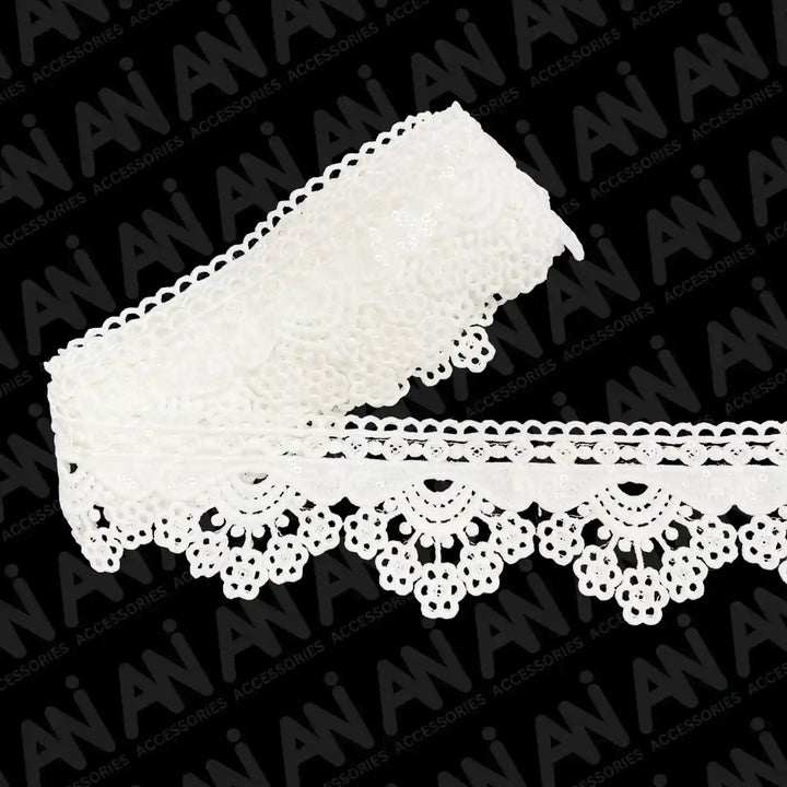 Multiple Flower Sequins Lace Design | 2 Meter