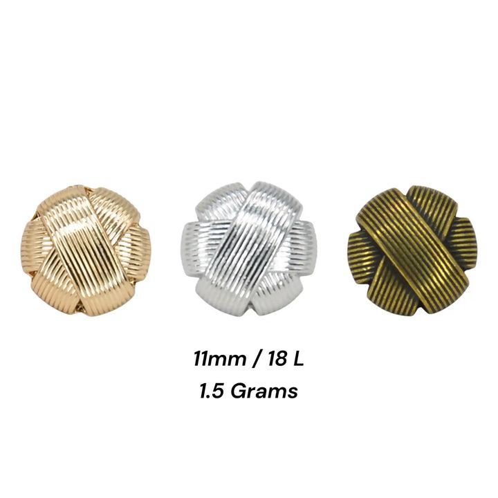 Classic Knot Design with Ribbed Texture Metal Button | 11mm (18L)