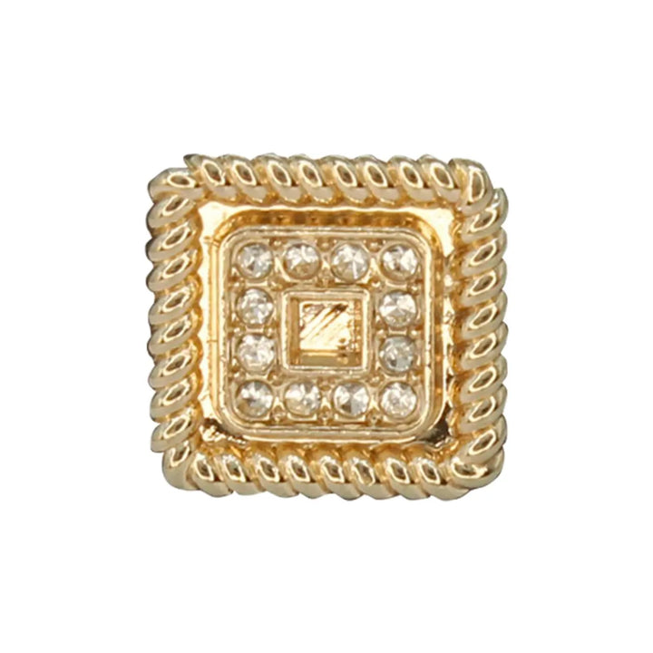 Shimmering Square Rhinestone Diamond Metal Button | 15mm (24L)