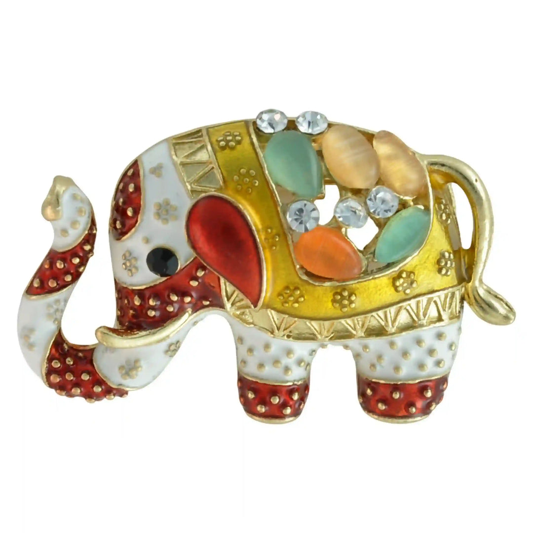 Jeweled Elephant Brooch Pin