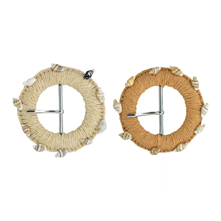 Woven Scalloped Raffia Buckle