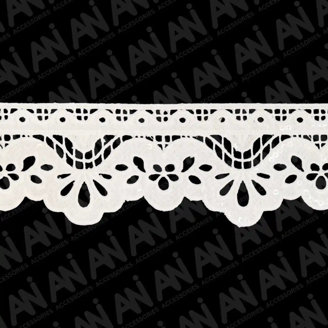 Duchess Leaf Floral Sequins Lace  2 Meter