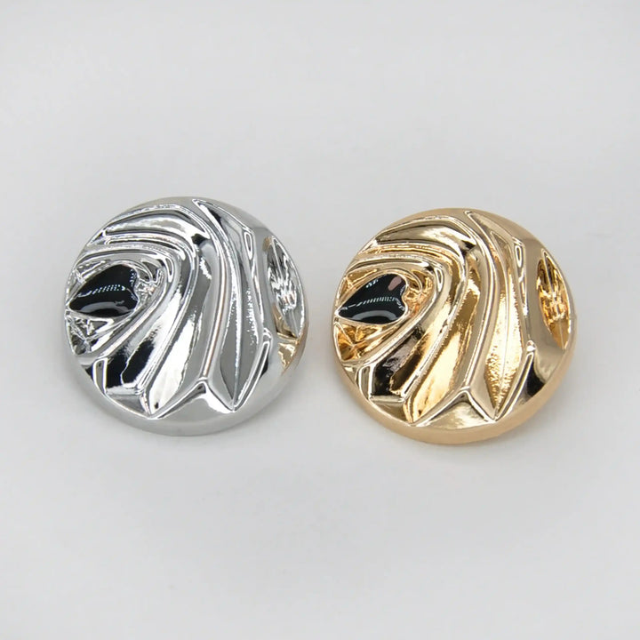 Abstract Wave Designed Metal Button | 18mm (28L), 20mm (32L) & 25mm (40L)