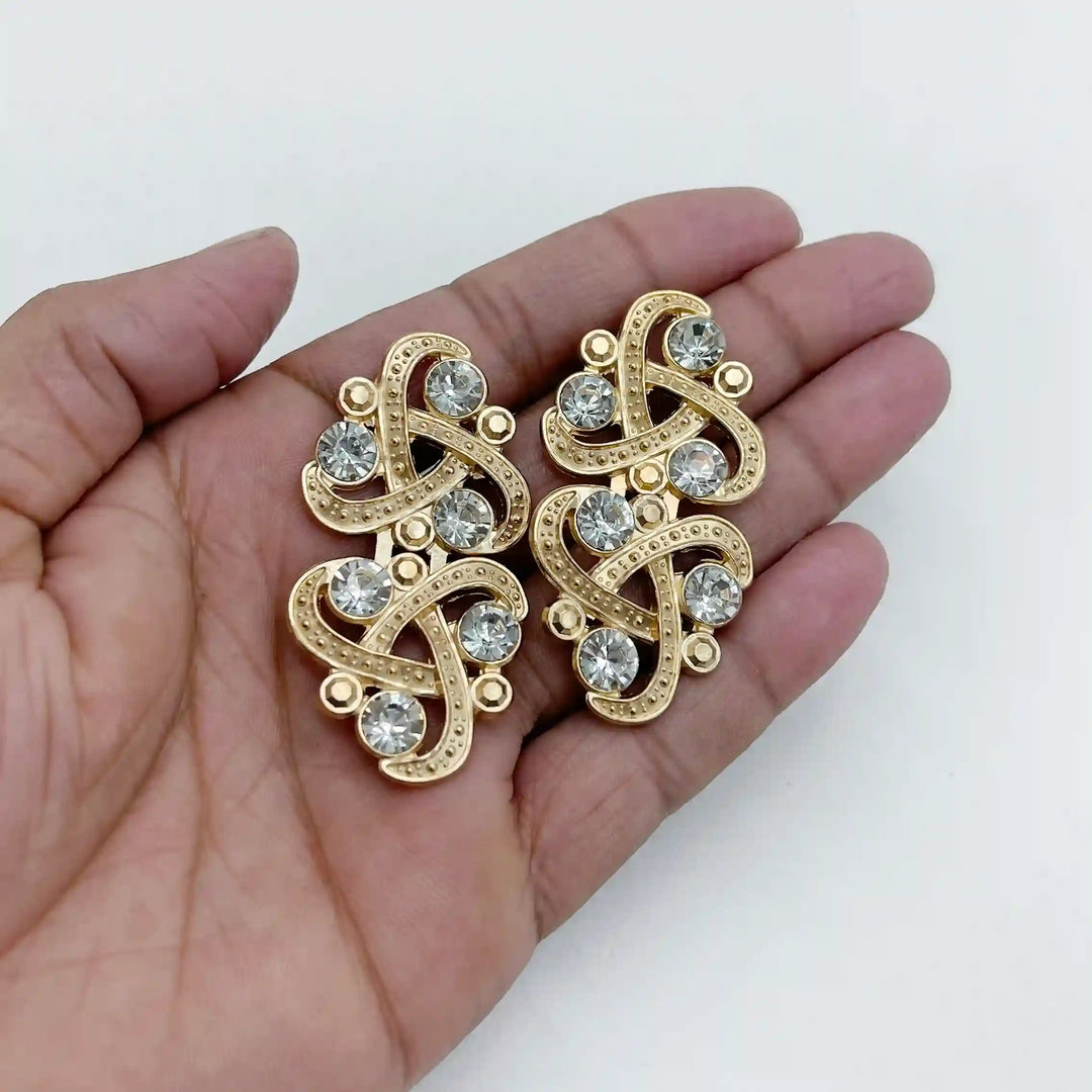 Triple-Loop Rhine Stone Frog Closure Buttons