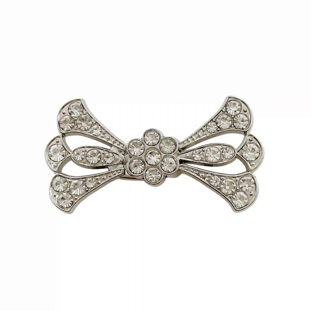 Bow Style Rhinestone Metal Frog Closure Buttons