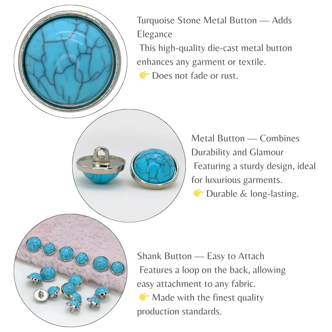 Turquoise Stone Button | 13mm(20L)