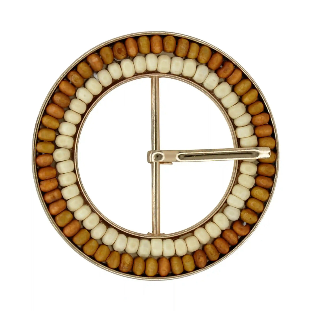 Beaded Geometric Raffia Buckle