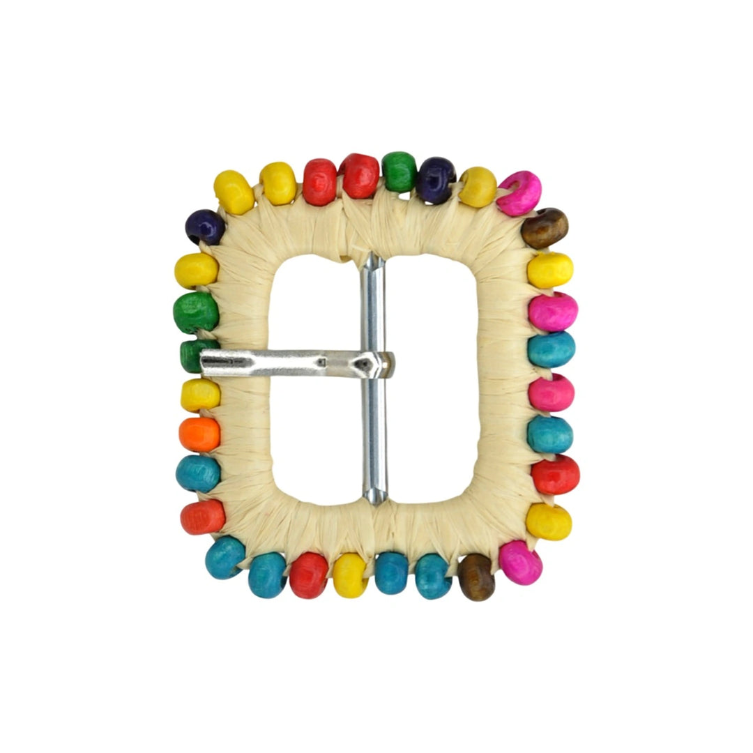 Rectangular Handwoven Straw Raffia Buckle | 2 inches & 3.3 inches