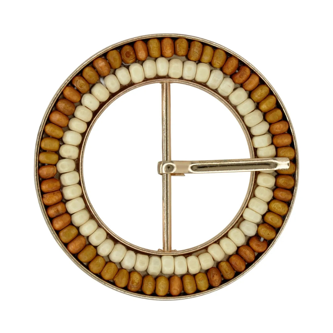 Handcrafted Round Natural Raffia Material Buckle | 3 inches (7.7cm)