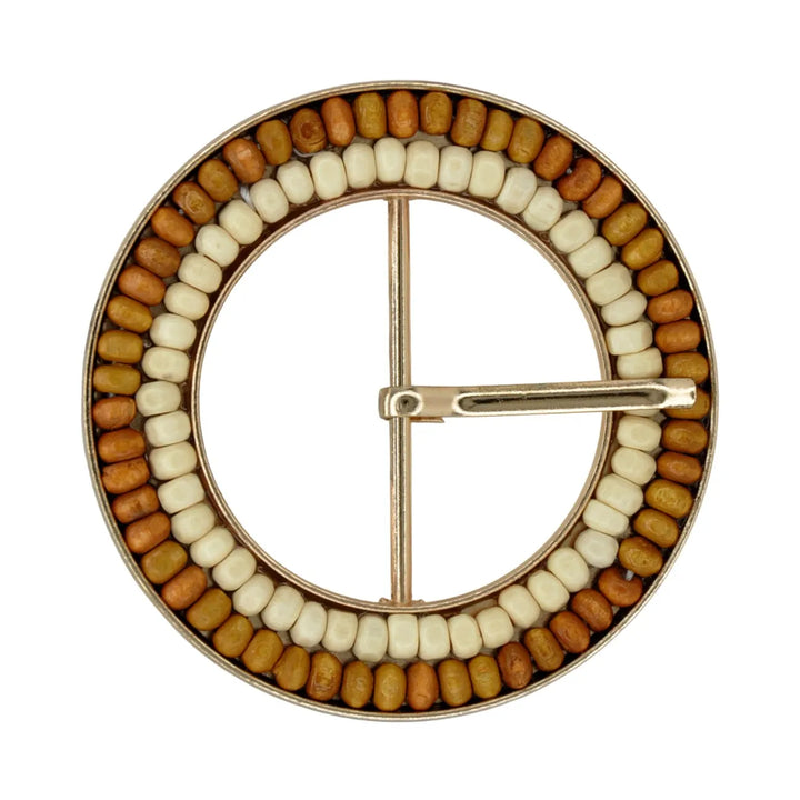 Handcrafted Round Natural Raffia Material Buckle | 3 inches (7.7cm)