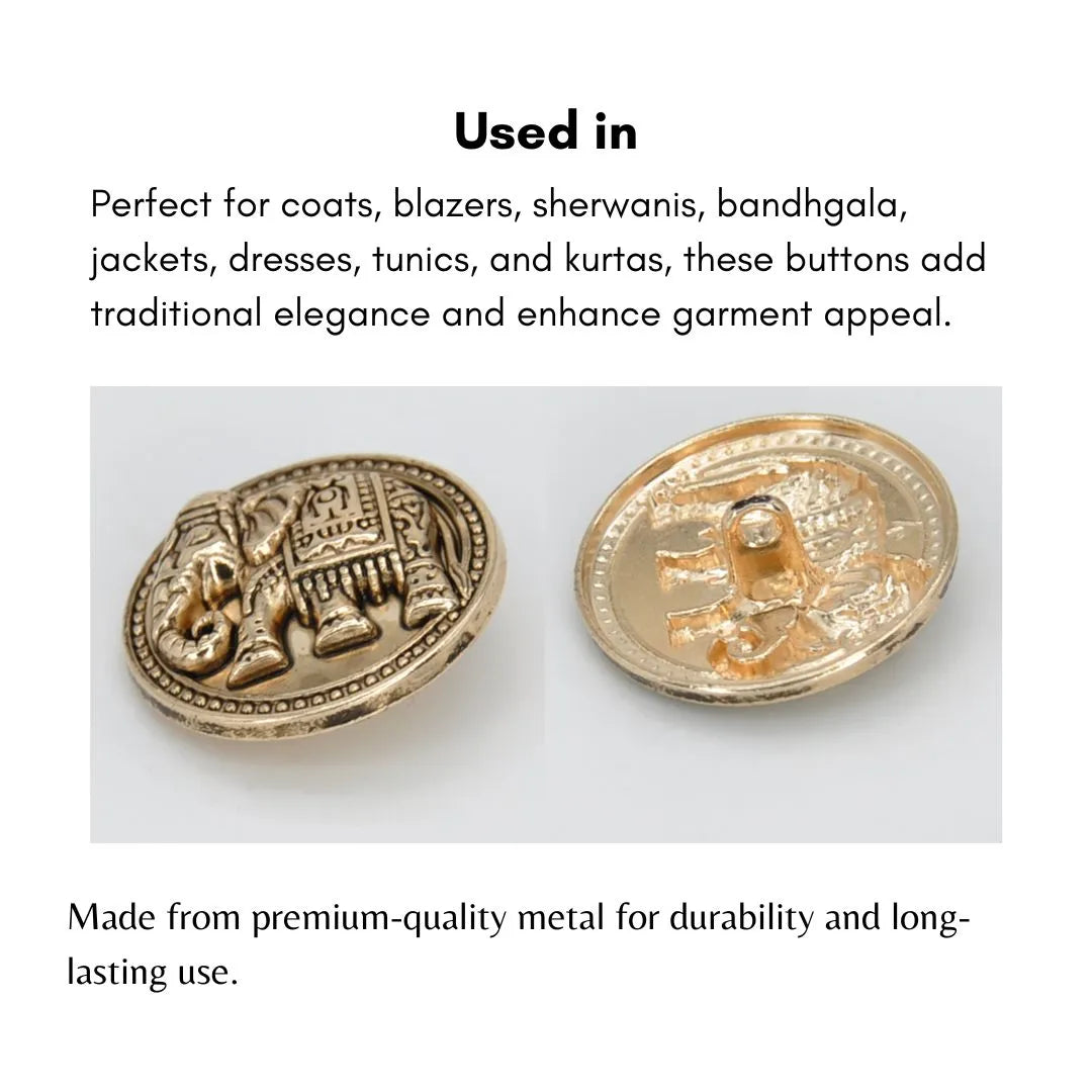 Royal Elephant Metal Buttons | 23mm(36L) & 18mm(28L)