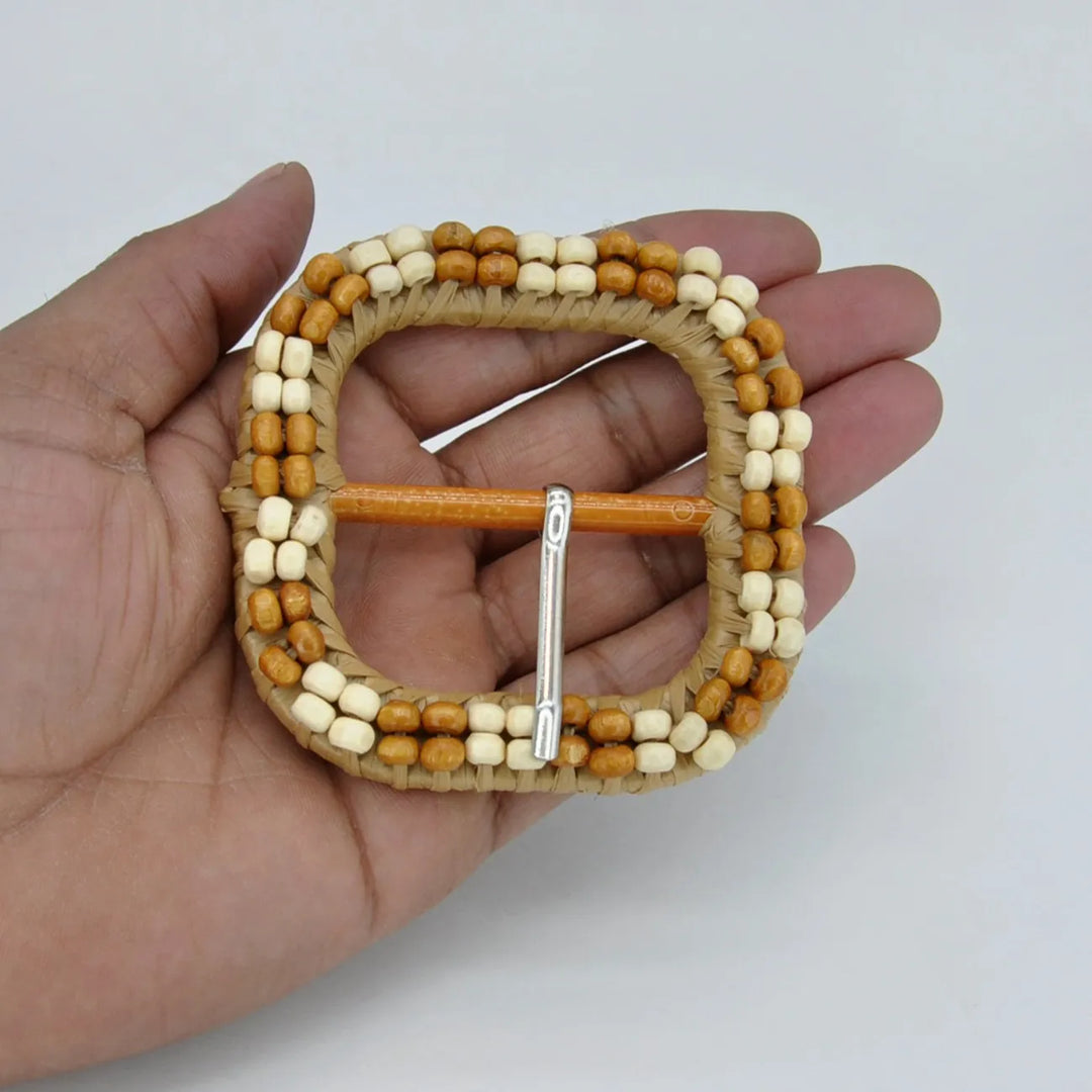 Handmade Beaded Raffia Buckle