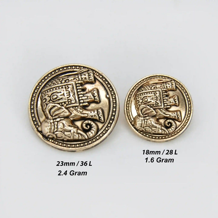 Royal Elephant Metal Buttons | 23mm(36L) & 18mm(28L)