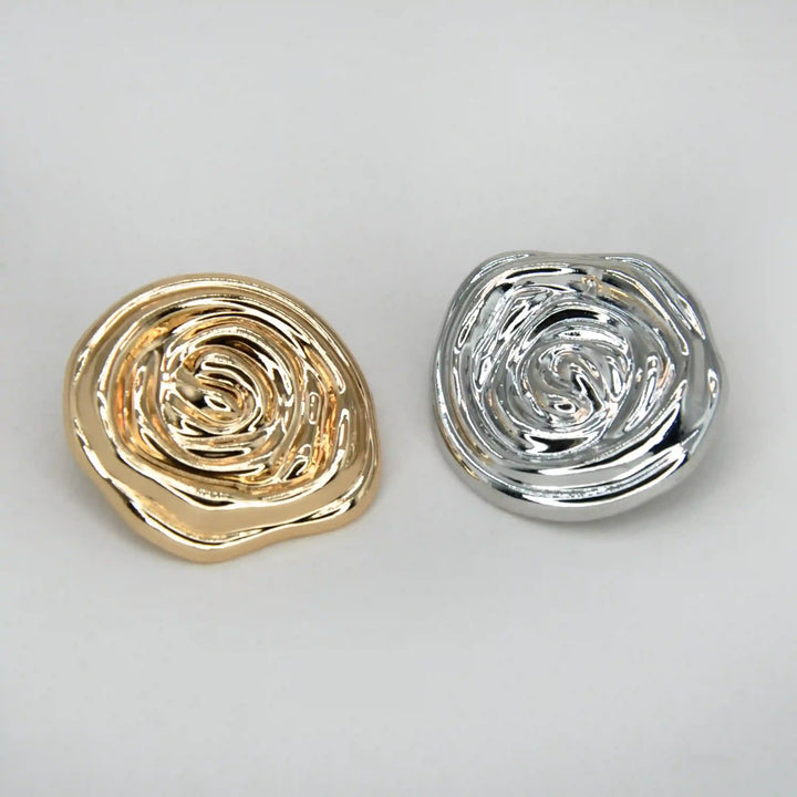 Abstract Rose Spiral Metal Button | 18mm (28L), 23mm (36L) & 30mm (47L)