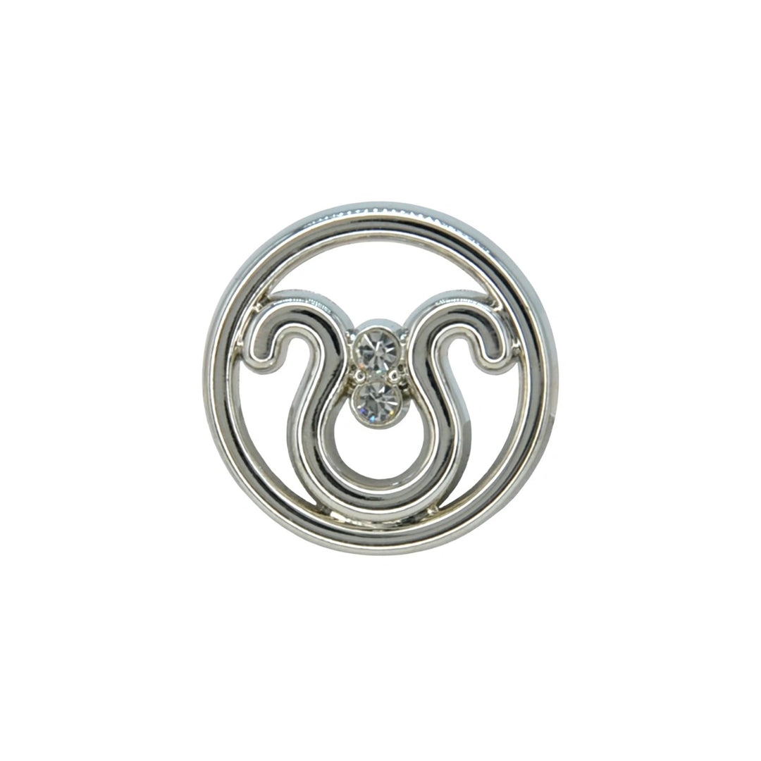 Dual Curve Crystal Round Metal Button | 15mm(24L) & 20mm(32L)