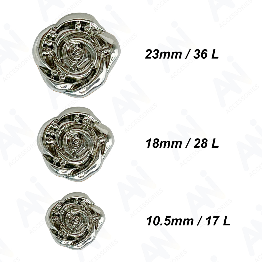 Decorative Rose Metal Buttons