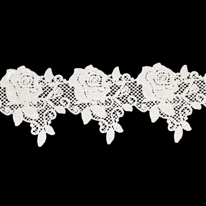 Detailed Rose Design Sequins Lace | 2 Meter