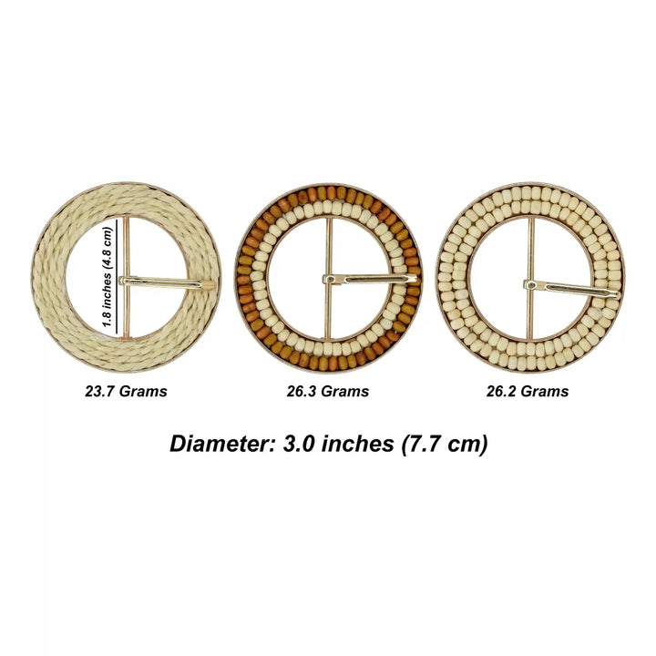 Beaded Geometric Raffia Buckle