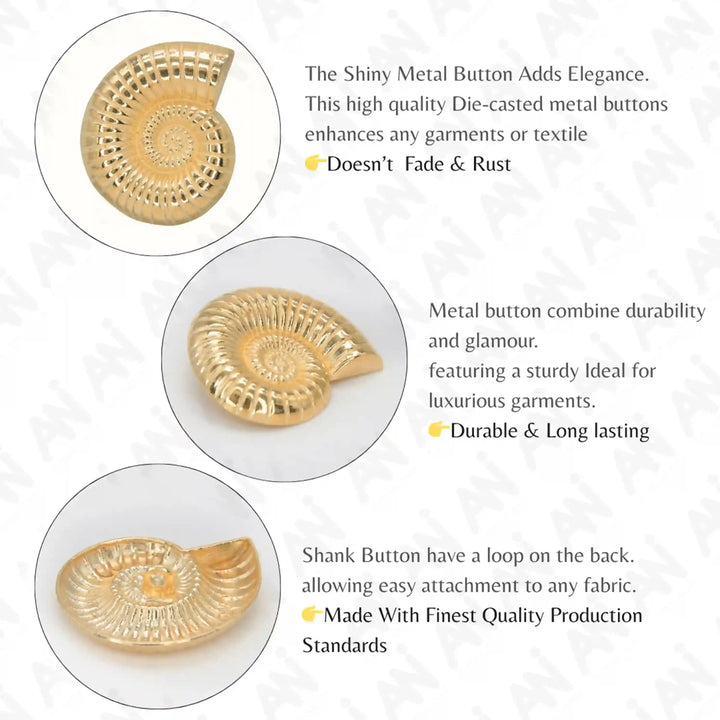 Sea Shell Metal Buttons
