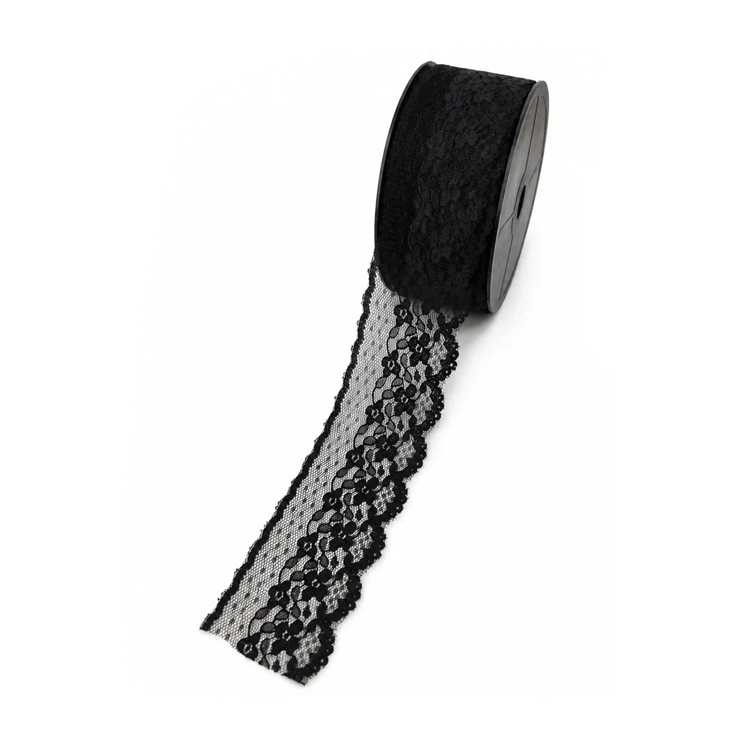 Black Scalloped Floral Lace | 5 Meters | SKU-B22
