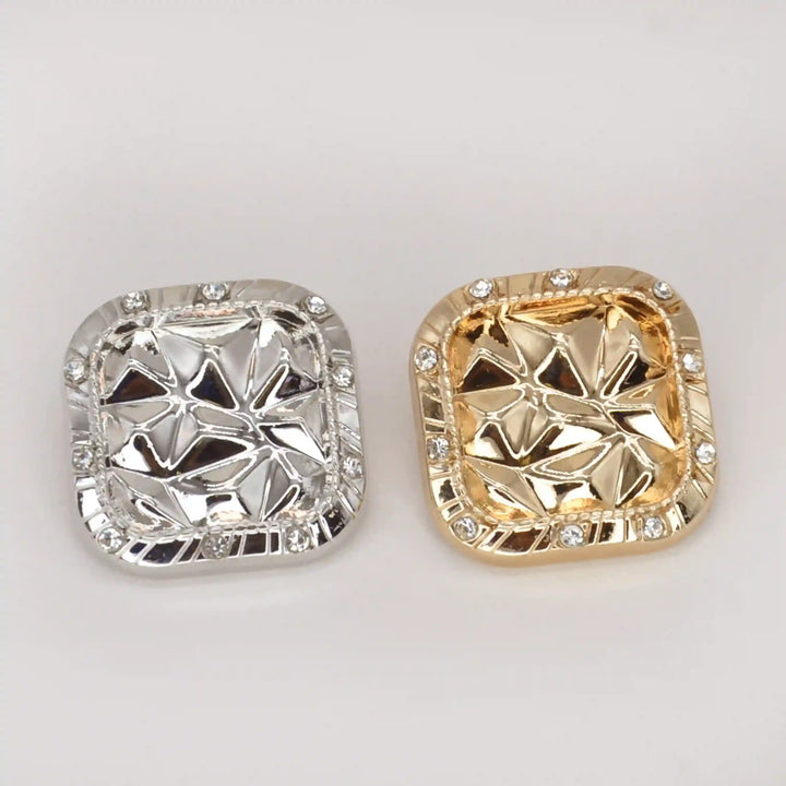 Rhinestone Border Facet Metal Button | 15mm(24L) & 24mm(38L)