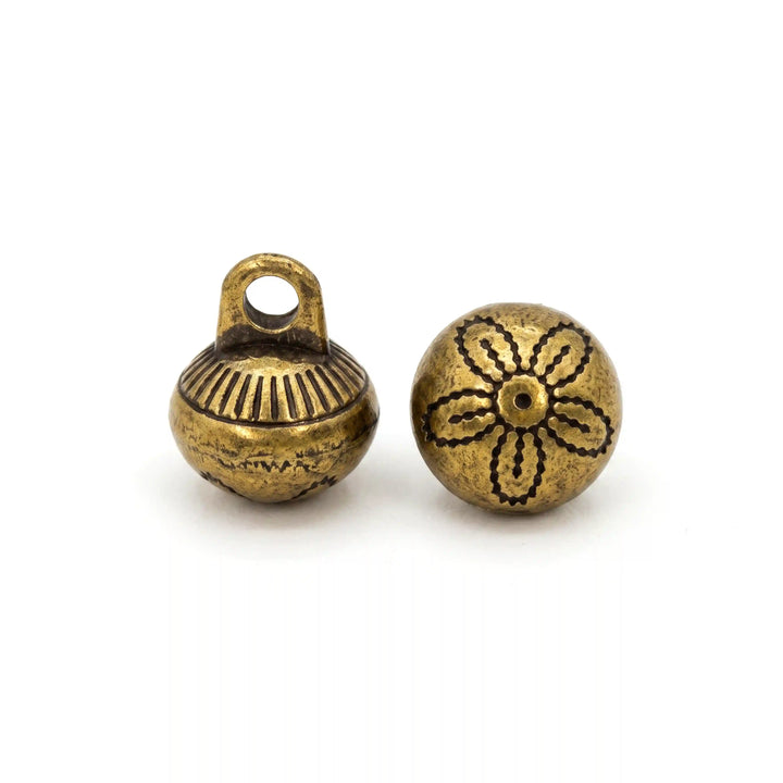 Antique Gold Daisy Line-Art Kurta Button, 10 mm (Pack of 8)