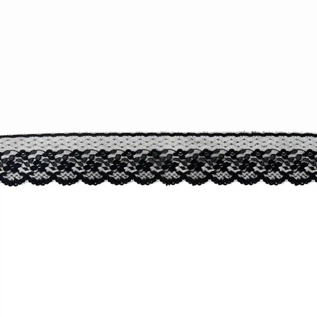 Black Scalloped Floral Lace | 5 Meters | SKU-B22